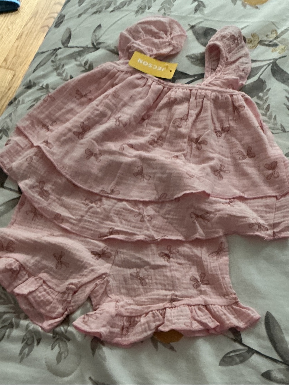 Joules Pink Ruffle Tiered Dress and Shorts Set